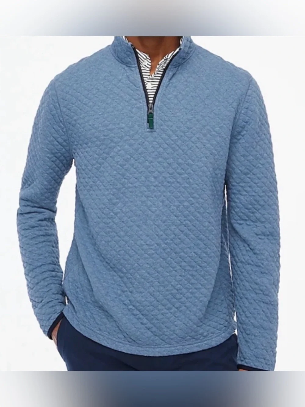 J. Crew Factory Authentic Fleece Diamond Quilted 1/4 Zip Sweater size L